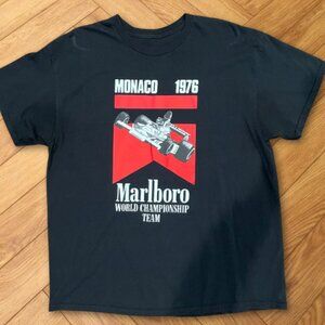Monaco 1976 Formula Racing Graphic T Shirt Black Motorsport Fan Tee